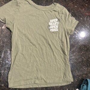 Olive Green Graphic Tee - Open Heart Open Mind